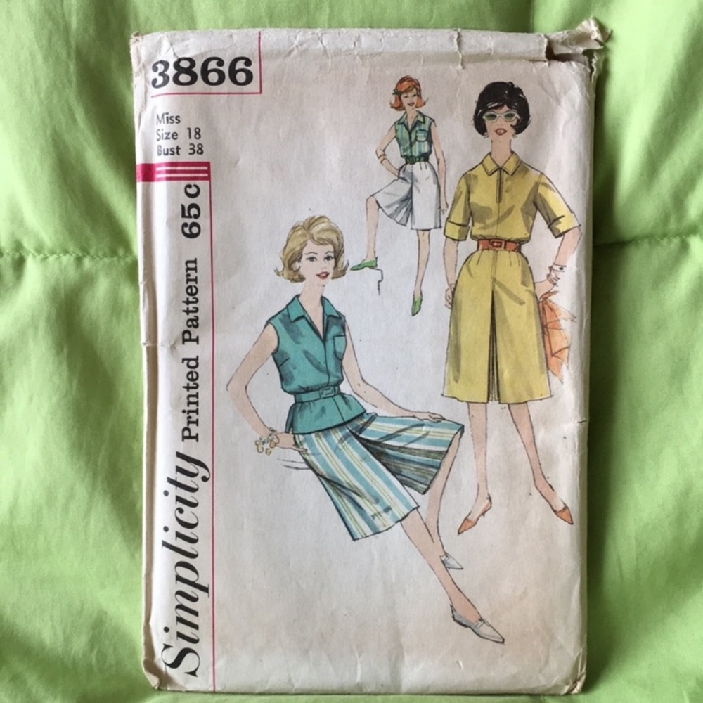 50s 60s Simplicity 3866 sewing pattern uncut, culottes and tops, bust 38” - Picture 2 of 5